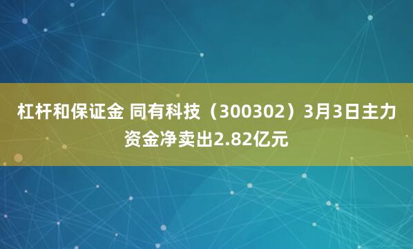 杠杆和保证金 同有科技（300302）3月3日主力资金净卖出2.82亿元