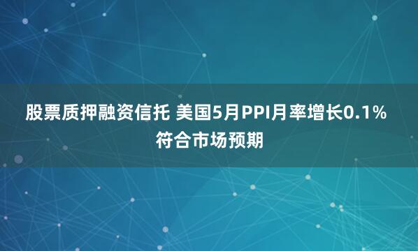 股票质押融资信托 美国5月PPI月率增长0.1% 符合市场预期