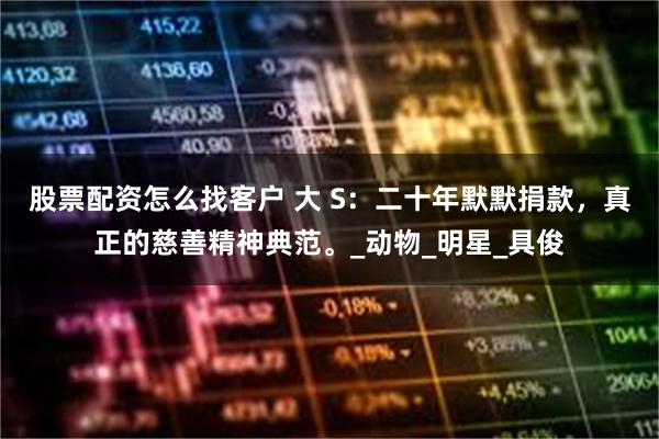 股票配资怎么找客户 大 S：二十年默默捐款，真正的慈善精神典范。_动物_明星_具俊