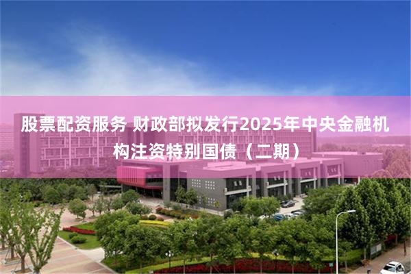 股票配资服务 财政部拟发行2025年中央金融机构注资特别国债（二期）