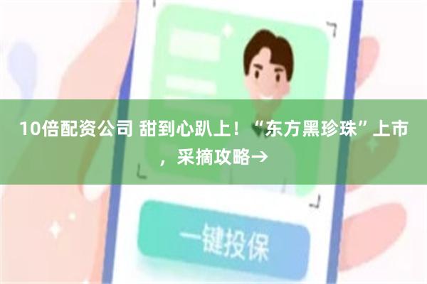 10倍配资公司 甜到心趴上！“东方黑珍珠”上市，采摘攻略→