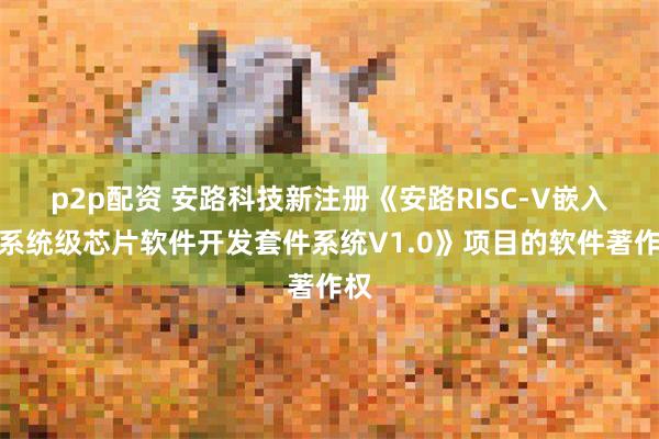 p2p配资 安路科技新注册《安路RISC-V嵌入式系统级芯片软件开发套件系统V1.0》项目的软件著作权