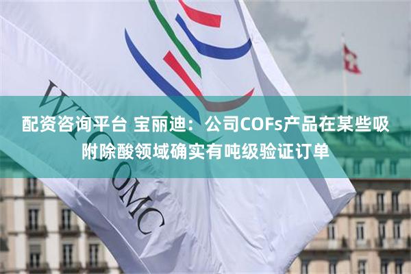 配资咨询平台 宝丽迪：公司COFs产品在某些吸附除酸领域确实有吨级验证订单