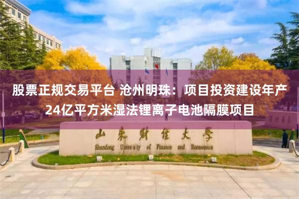 股票正规交易平台 沧州明珠：项目投资建设年产24亿平方米湿法锂离子电池隔膜项目