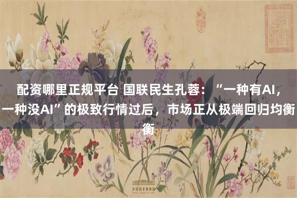 配资哪里正规平台 国联民生孔蓉：“一种有AI，一种没AI”的极致行情过后，市场正从极端回归均衡