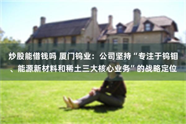 炒股能借钱吗 厦门钨业：公司坚持“专注于钨钼、能源新材料和稀土三大核心业务”的战略定位