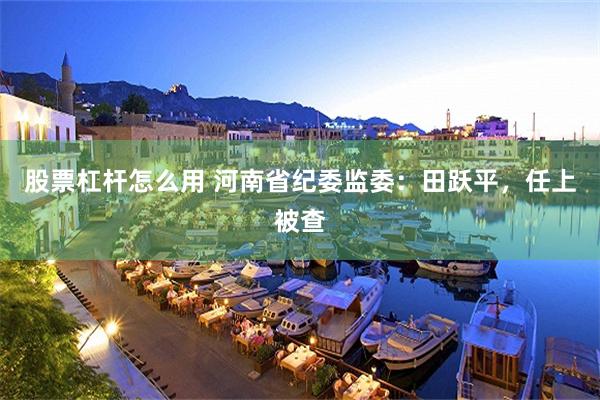 股票杠杆怎么用 河南省纪委监委：田跃平，任上被查