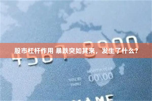 股市杠杆作用 暴跌突如其来，发生了什么？